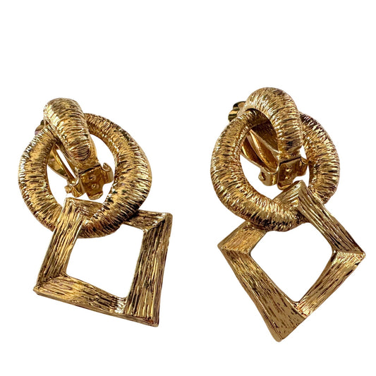 Yves Saint Laurent YSL Vintage Geometric Dangle Earrings