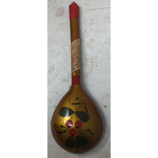 Vintage Russian Khokloma Spoon Floral Folk Art Hand Painted