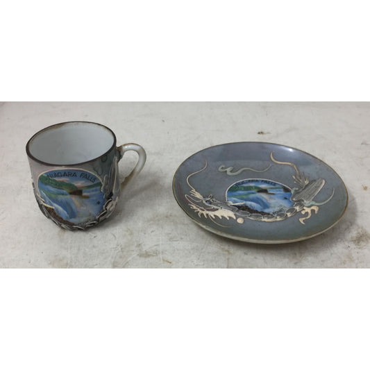 Vintage Niagara Falls Souvenir Cup and Saucer- Dragonware Moriage