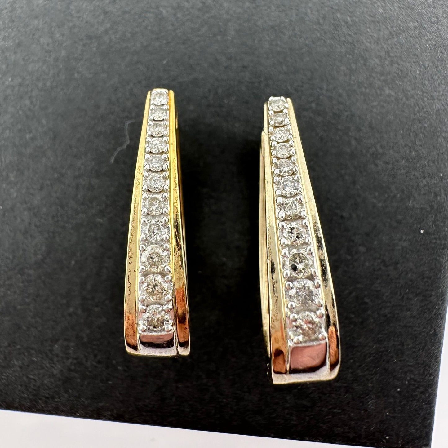 Stunning and Elegant 1/2 ct Diamond Earrings - Sterling Silver with 14kt gold Overlay