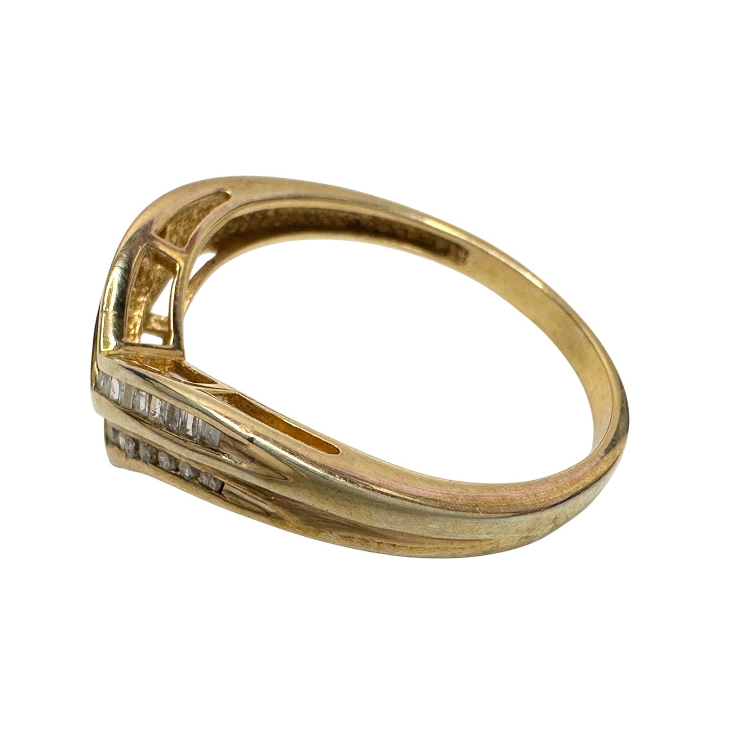 Beautiful 2 Row Chevron Style 1/4 Carat Diamond Baguette Ring - Size 7 - 925 Sterling Silver