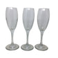Set of 3 Clear Stemmed Glass Champagne Flutes- About 8" Tall Each - A+ Stuff