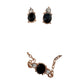 Pretty Oval Sapphire and Crystal Necklace & Earrings Set with Rose Gold Overlay