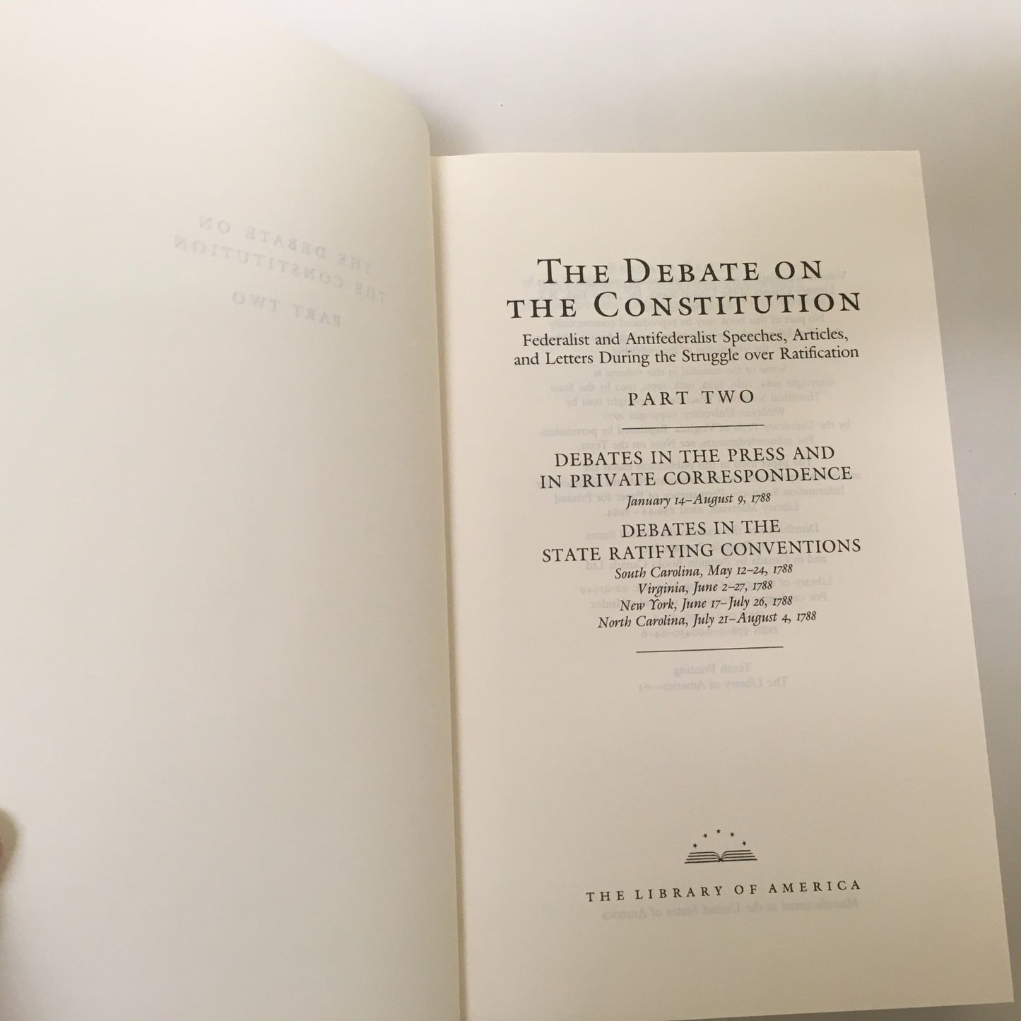 The Library of America Debate on The Constitution Part 2 Book