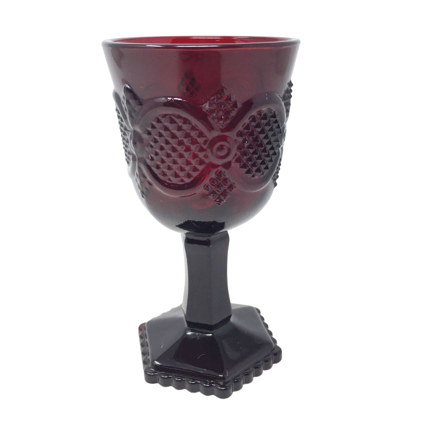 Vintage Avon 1876 Cape Cod Ruby Red Glass Elegant Wine Glass A+ Stuff  A+ Stuff