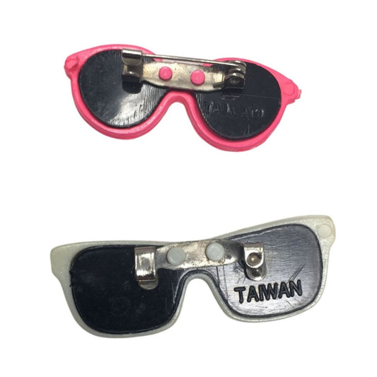 Vintage Collectible Small Sunglasses Pins (2) (One Pink and One White)