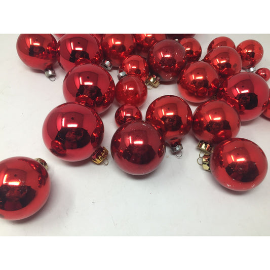 33 Red Shiny Christmas Tree Ornaments