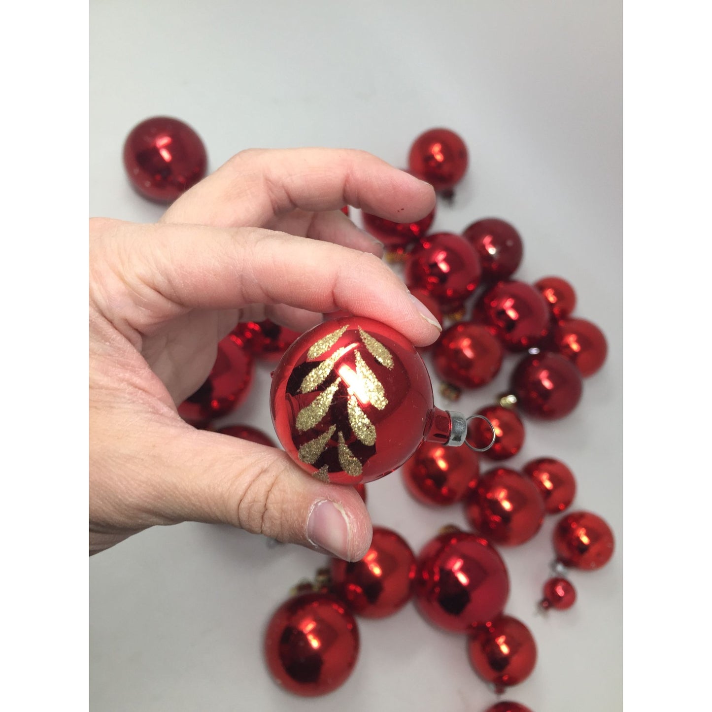 33 Red Shiny Christmas Tree Ornaments