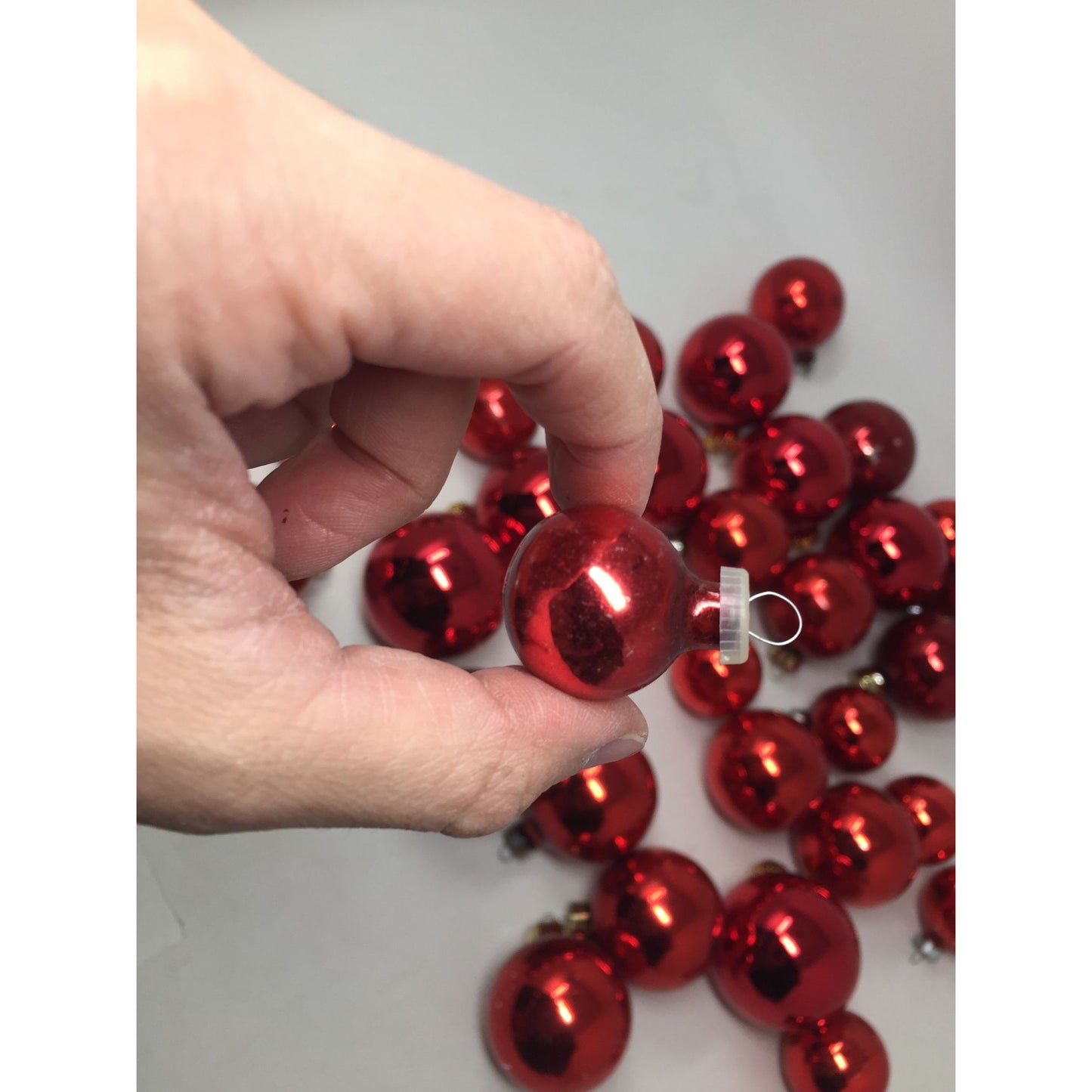 33 Red Shiny Christmas Tree Ornaments