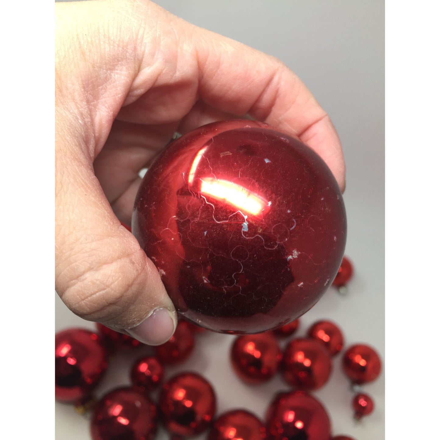 33 Red Shiny Christmas Tree Ornaments