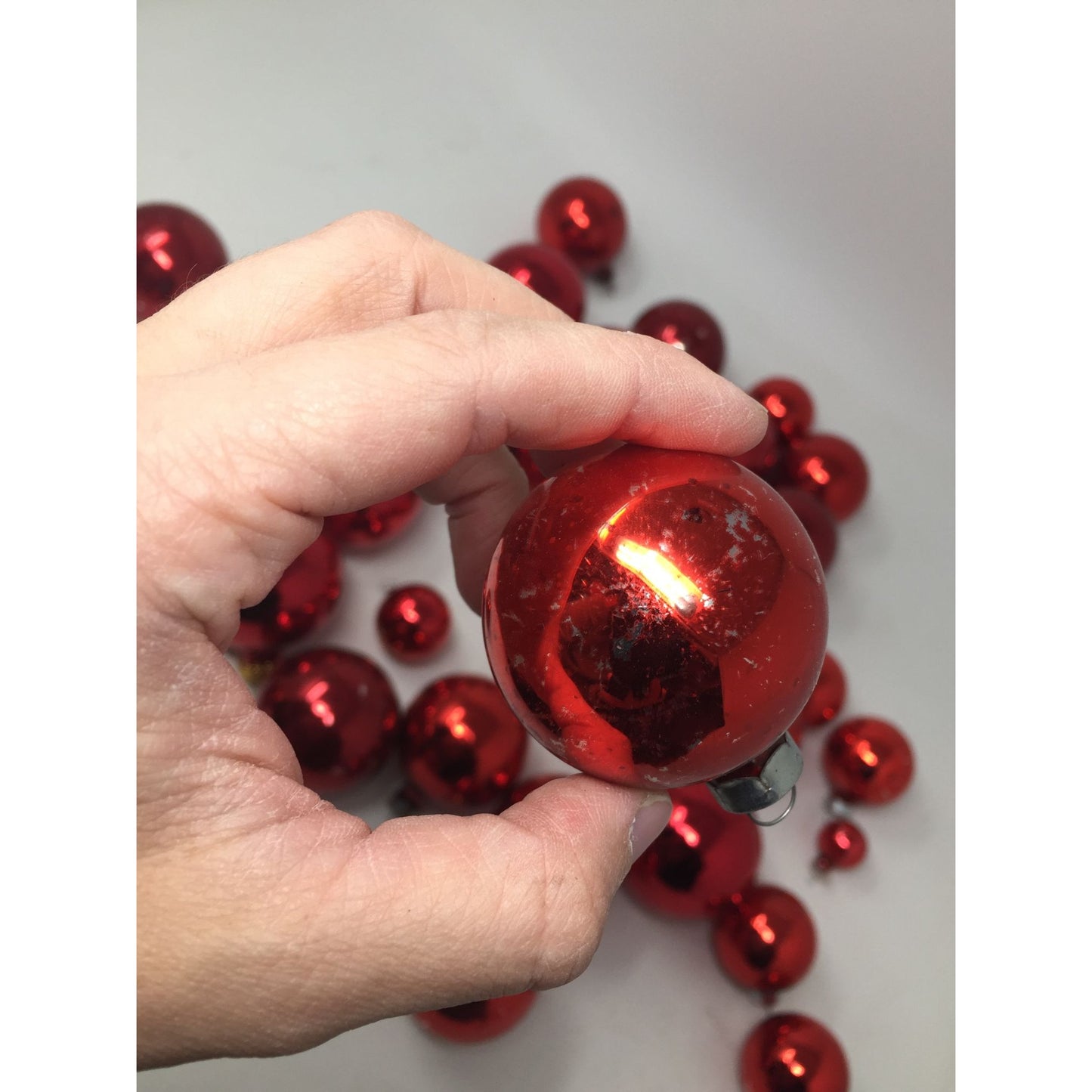 33 Red Shiny Christmas Tree Ornaments