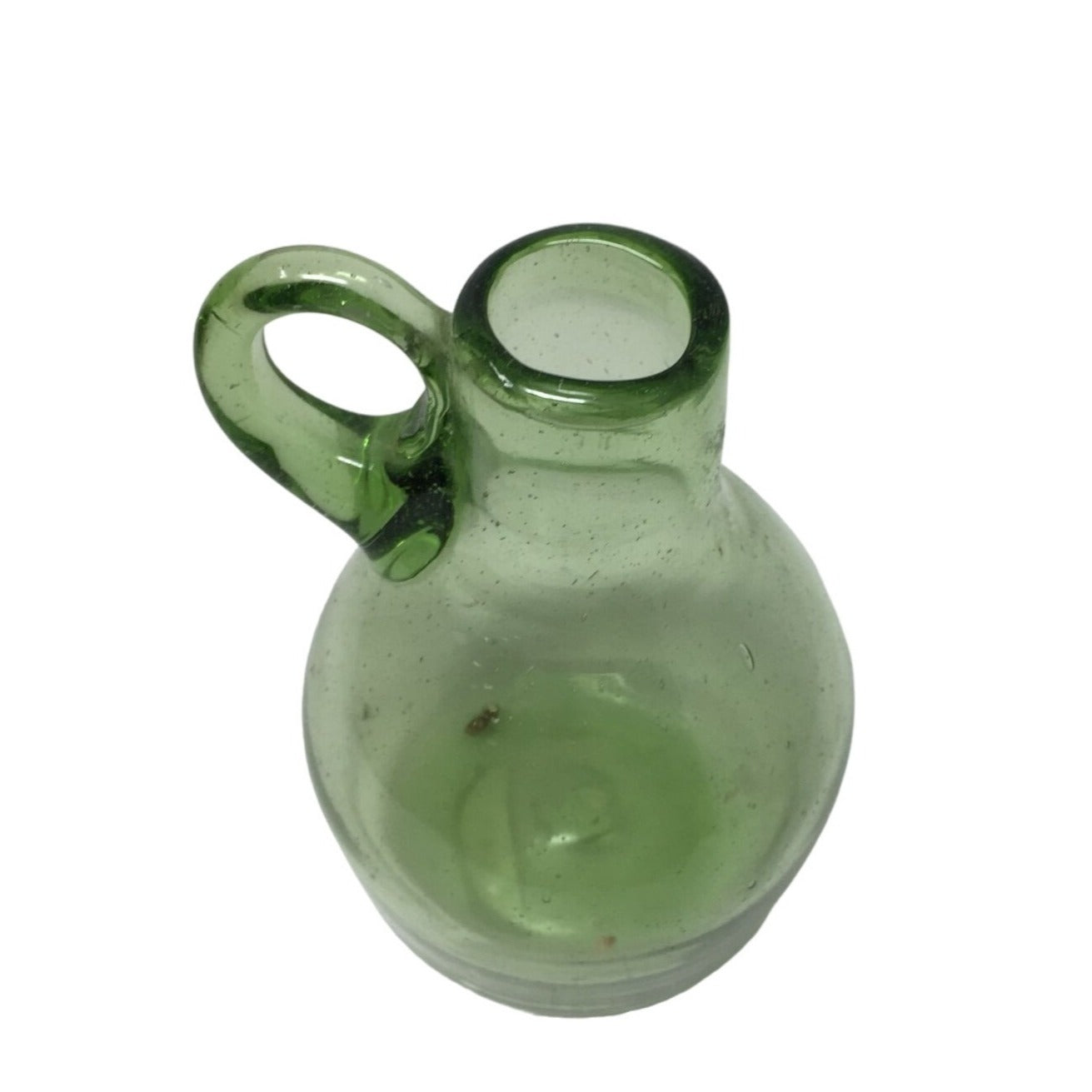 Vintage Small Green Handblown Flower Vase/Jug with Handle