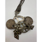 Antique Button Hole Chained Adornment with 1876 Norway Coins & Initials