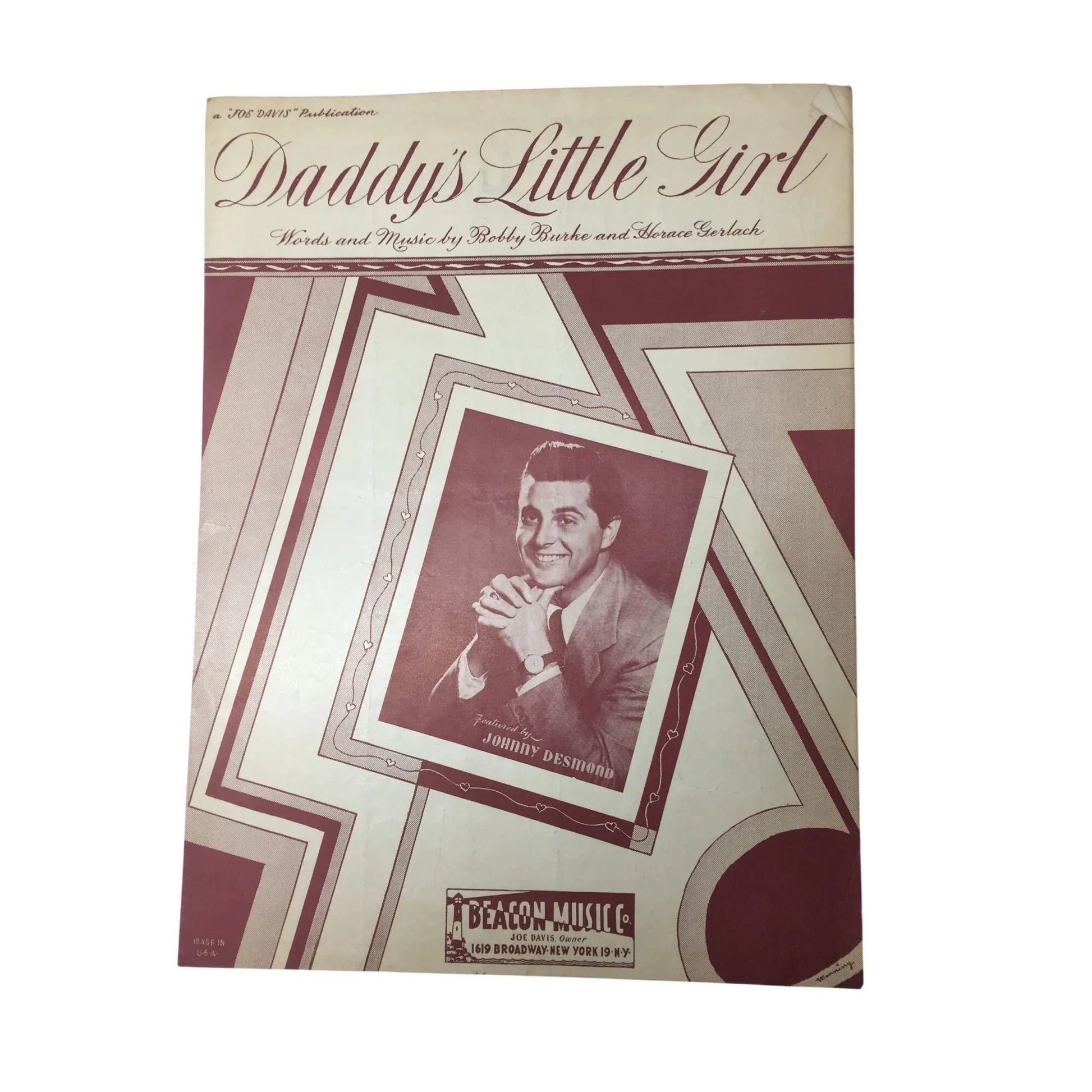 ''Daddy's Little Girl'' by Bobby Burke and Horace Gerlach - Beacon music co - SHEET MUSIC - A+ Stuff