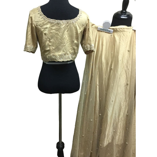 Formal Crop Top and Skirt - Indo Western Set - Embroidery and embellishments on collar, cuffs and skirt