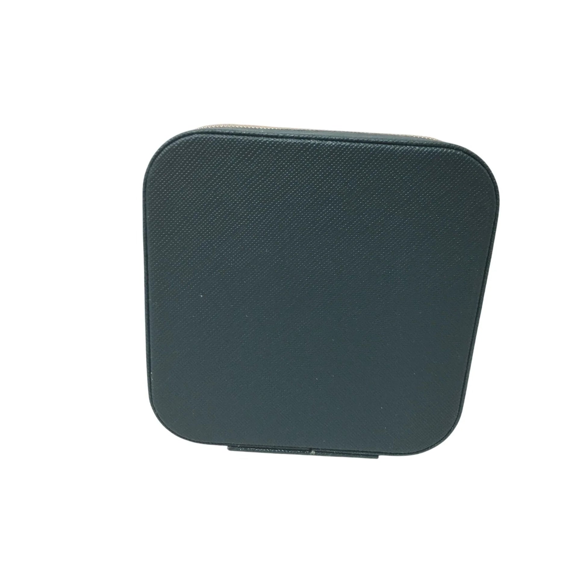 Dark Green Zippered Mini Portable Travel Jewelry Box with Gold Tone Accents - A+ Stuff - Jewelry Box - A+ Stuff