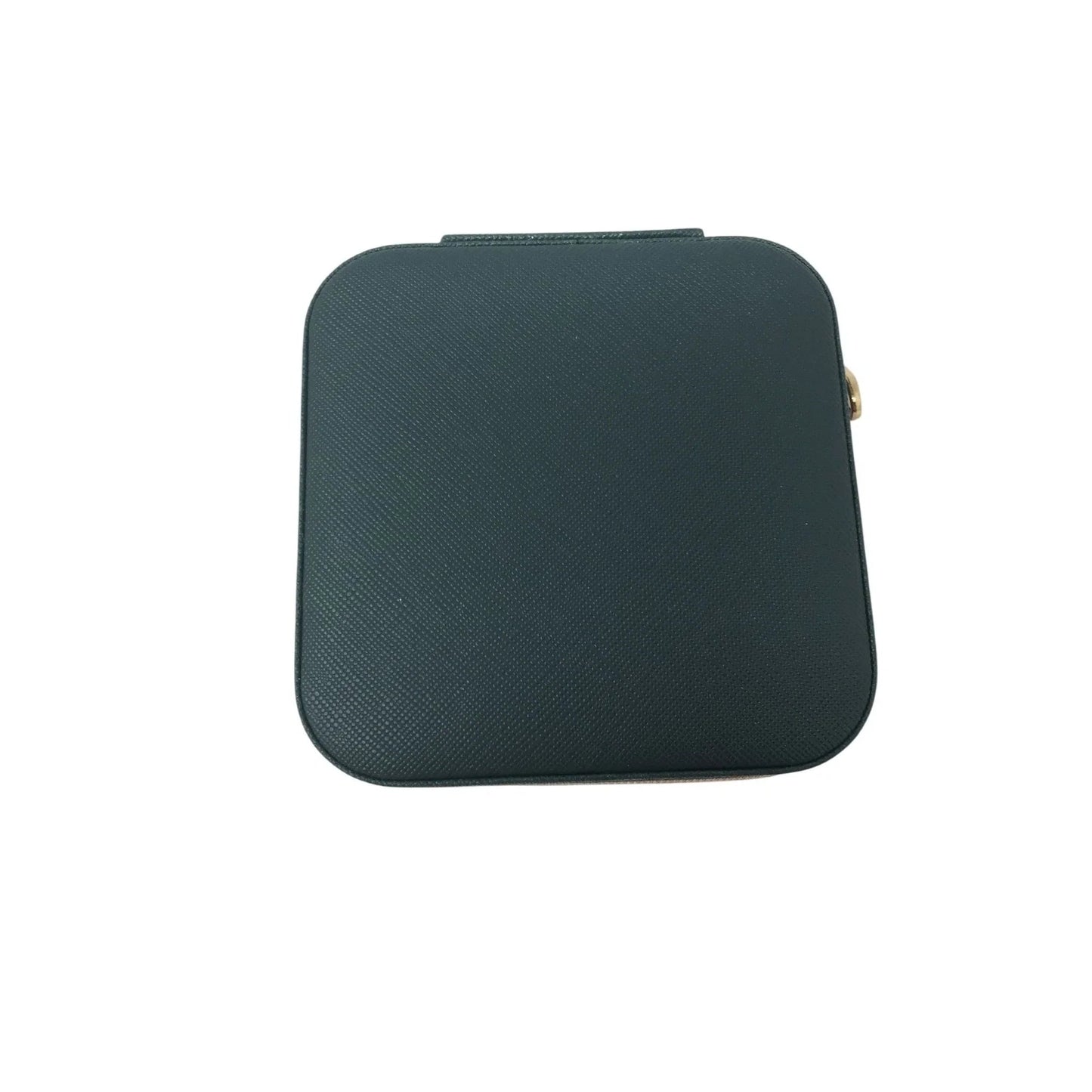 Dark Green Zippered Mini Portable Travel Jewelry Box with Gold Tone Accents - A+ Stuff - Jewelry Box - A+ Stuff