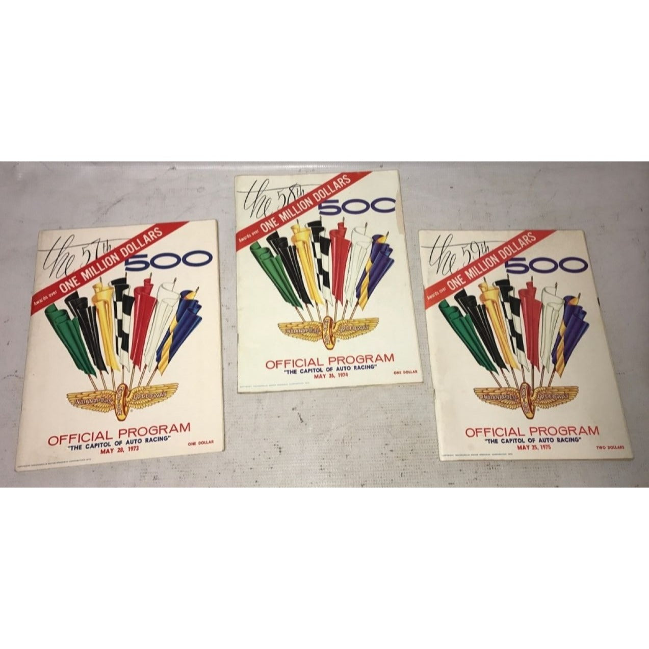 Vintage Set Of 3 Official Programs "The Capitol of Auto Racing" - 57th, 58th, 59th