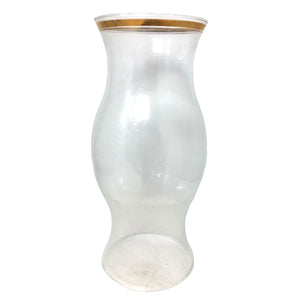 Vintage Hand Blown Hurricane Candle Lamp Chimney Shade with Gold Gilt Trim
