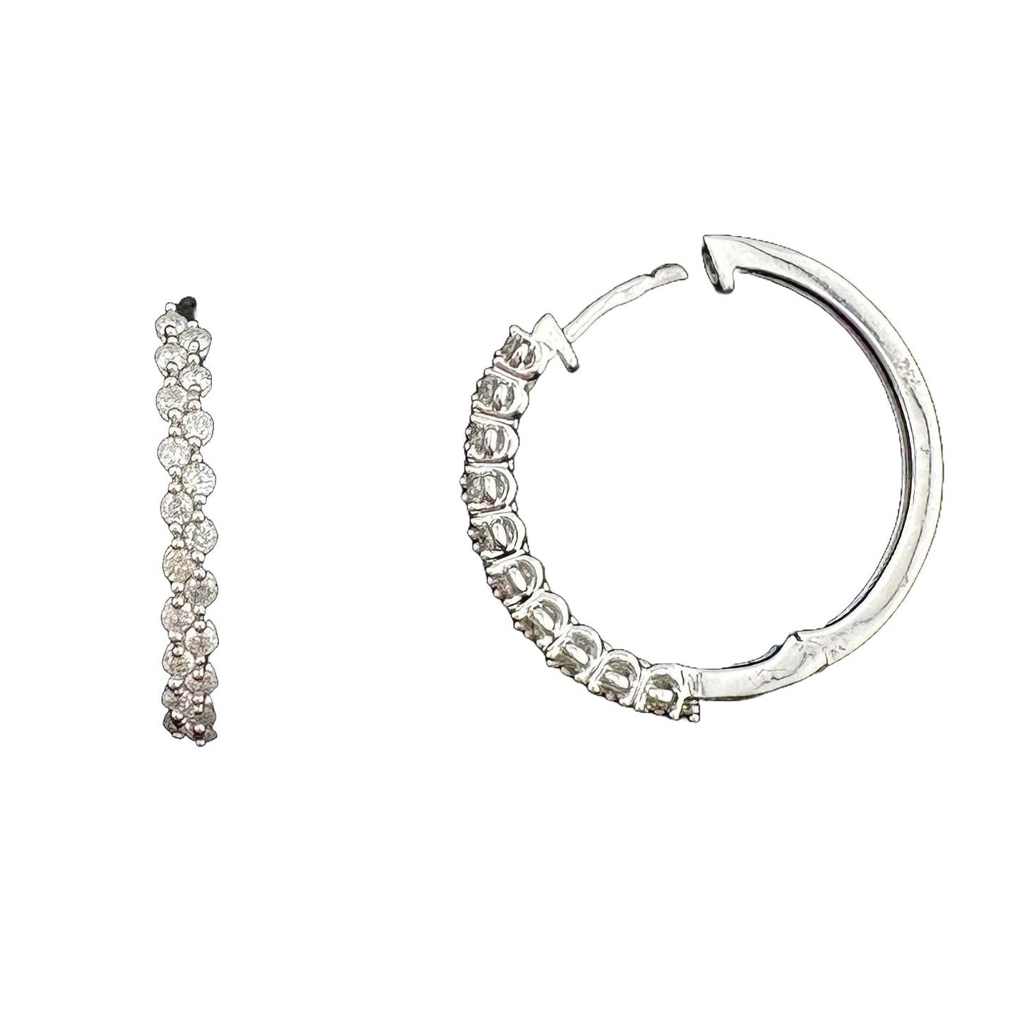 Simply Stunning 1/2 ct Natural Diamond Hoop Earrings - Sterling Silver