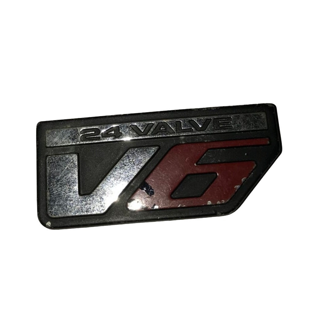 24 Valve V6 Red & Silver Vehicle Hood Ornament/Auto Patch Emblem