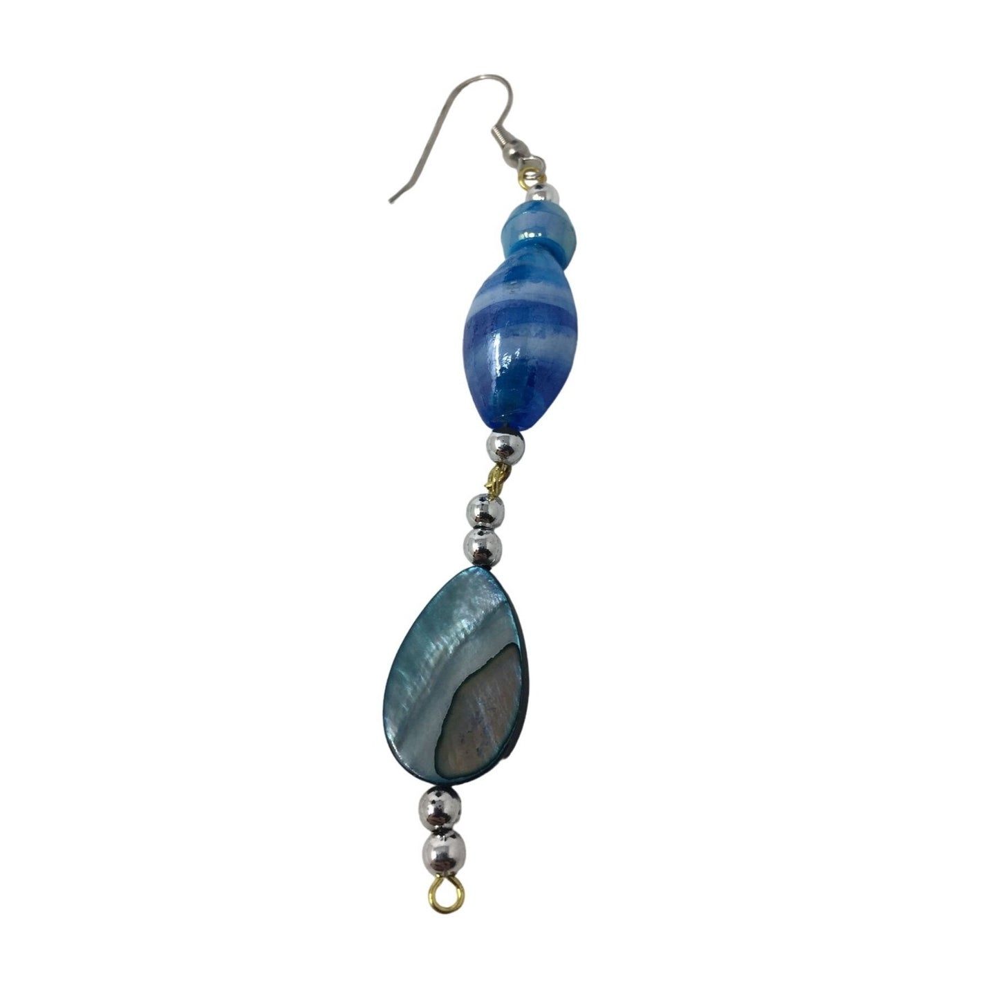 Womens Blue Beaded Necklace with Matching Dangly Earrings