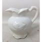 Vintage White Ceramic Embossed Handled Pitcher/Creamer Jug  and Bowl Set