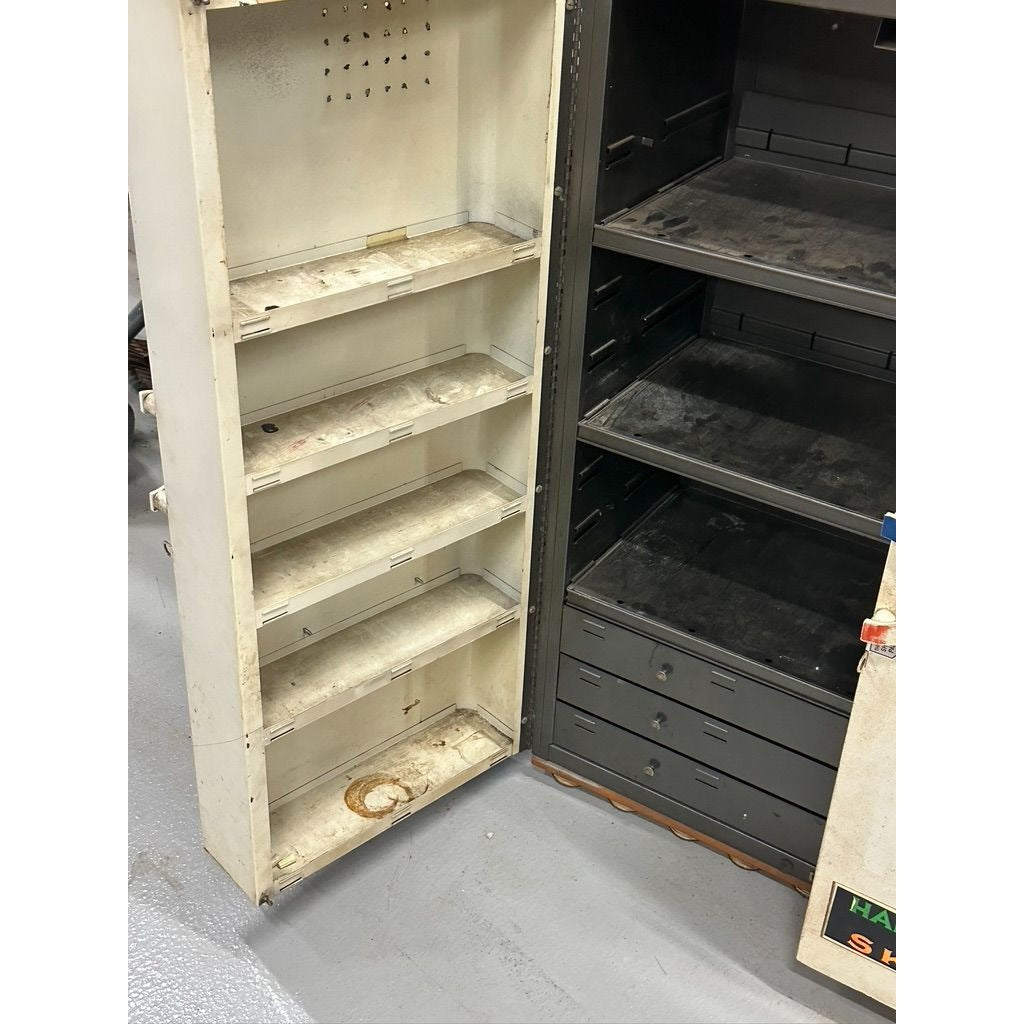 Authentic Original United Delco Garage / Workshop Cabinet with shelves and Gliding Drawers