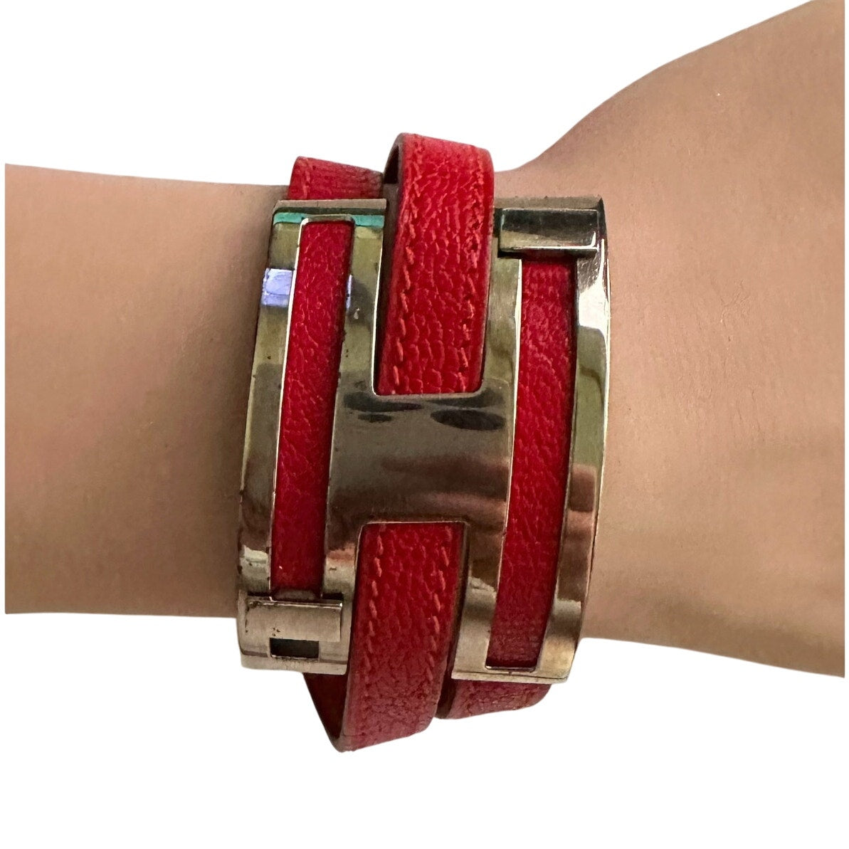 Hermes Pousse - Pousse Red Leather Wrap Bracelet