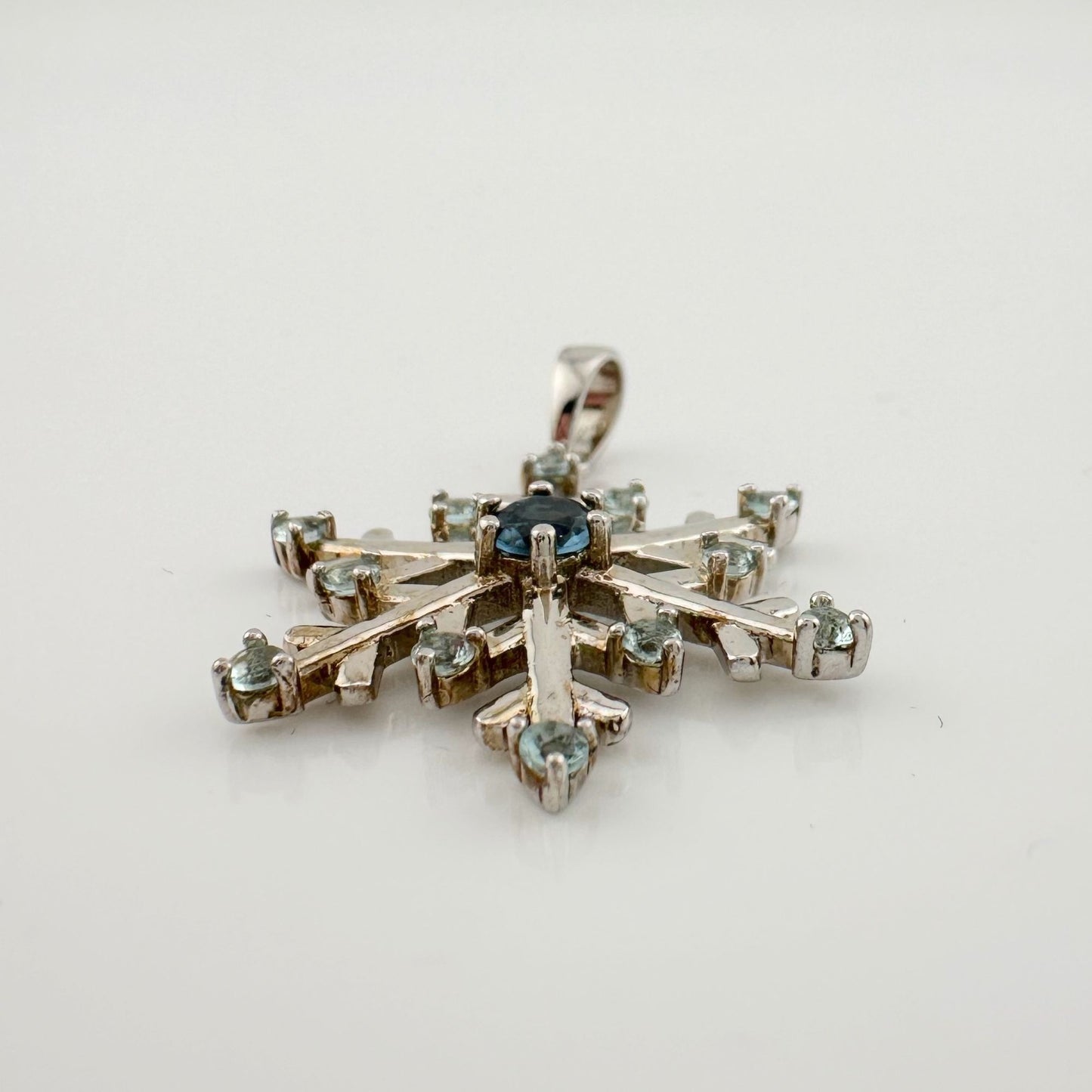 Fun and Festive London Blue Topaz Snowflake Necklace