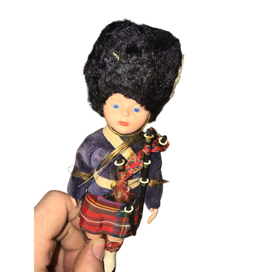 Vintage British/Scottish Souvenir Soldier Sleepy Eyes Doll wearing Traditional Dress Kilt