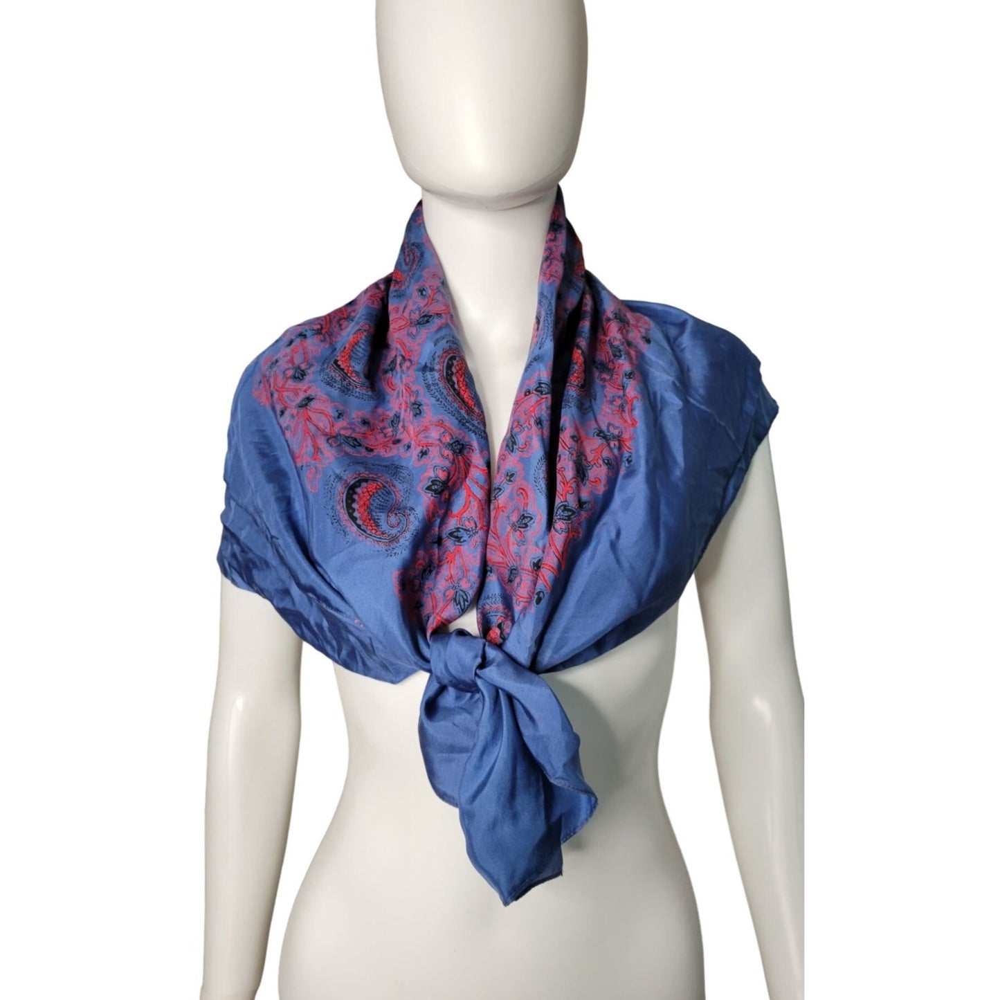 Blue and Pink Paisley vintage Scarf