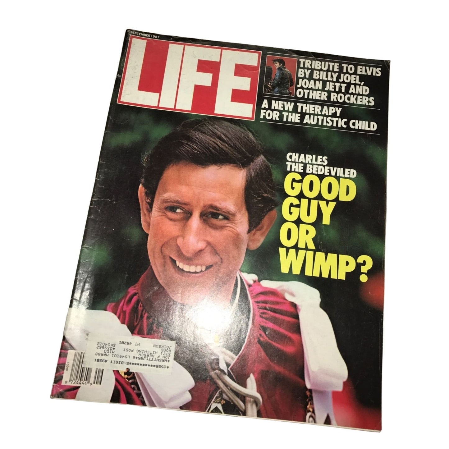 Life Magazine - Sept 1987 - Prince Charles - Elvis - Billy Joel - Joan Jett