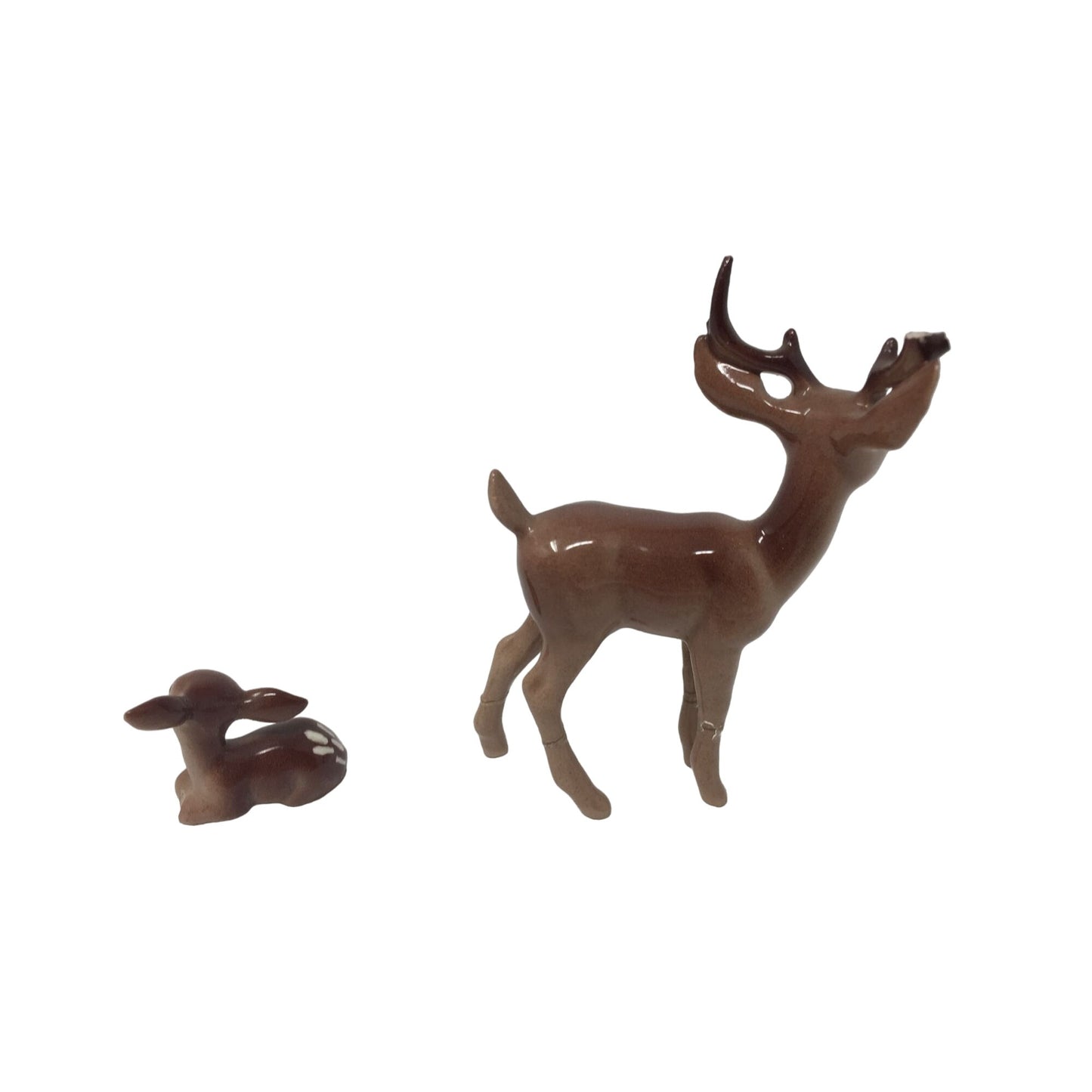 Vintage Deer and Fawn Miniature Figurines - Deer has Chipped Antlers