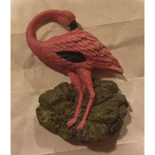 Small Vintage Pink Flamingo Standing on Rocks Refrigerator Magnet