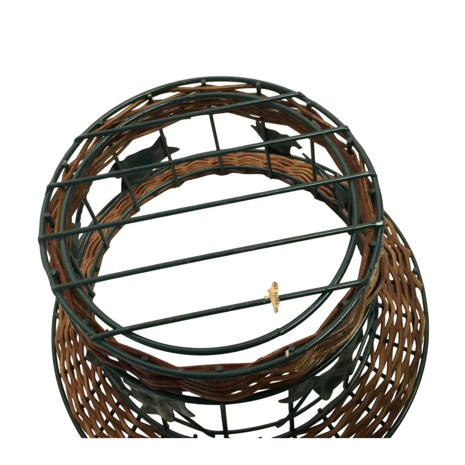 Decorative Metal Wire Basket w Wicker & Tall Handle - Metal Leaves - Unbranded - decorative home accents - A+ Stuff