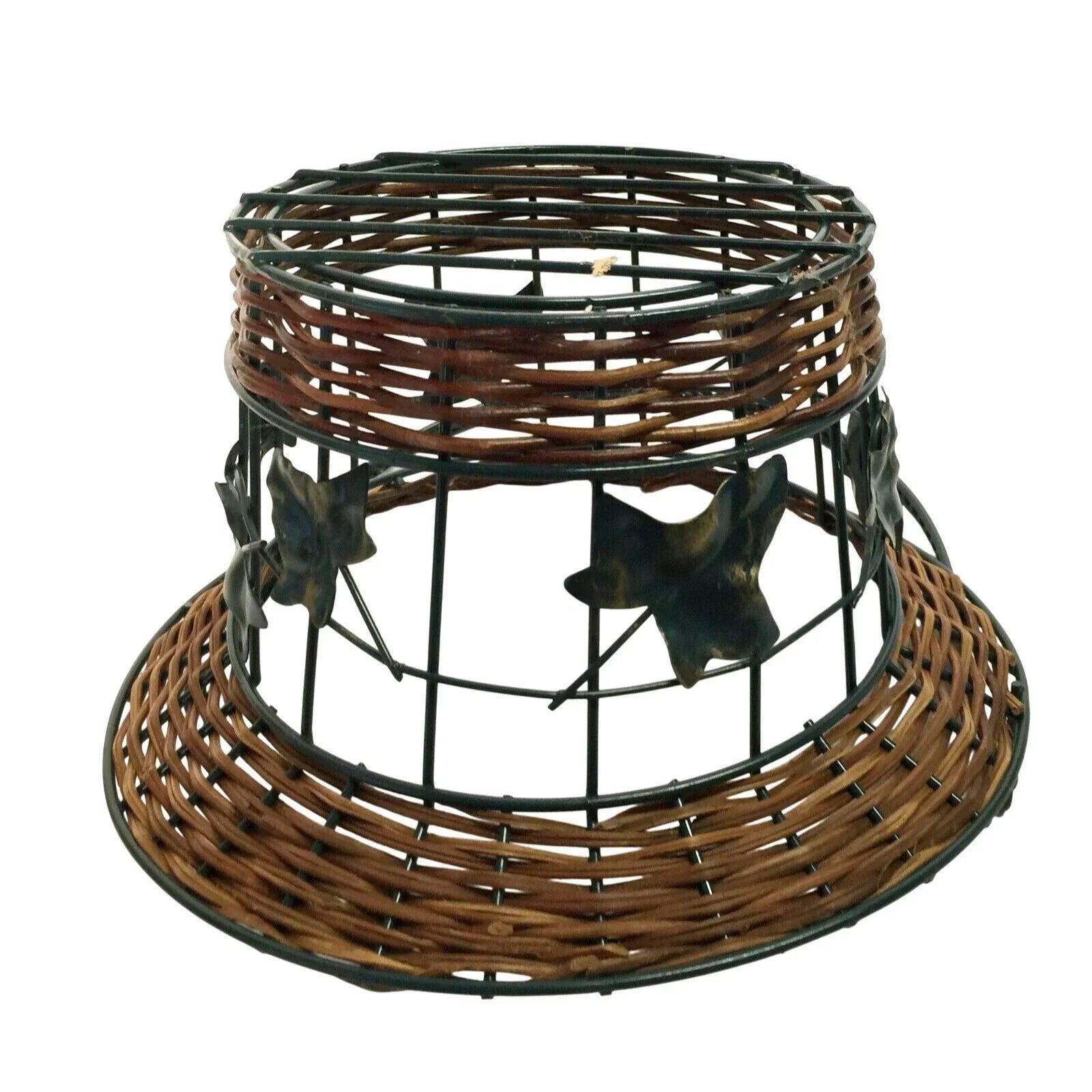 Decorative Metal Wire Basket w Wicker & Tall Handle - Metal Leaves - Unbranded - decorative home accents - A+ Stuff