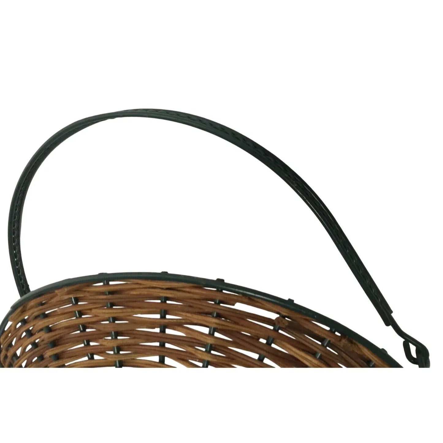 Decorative Metal Wire Basket w Wicker & Tall Handle - Metal Leaves - Unbranded - decorative home accents - A+ Stuff