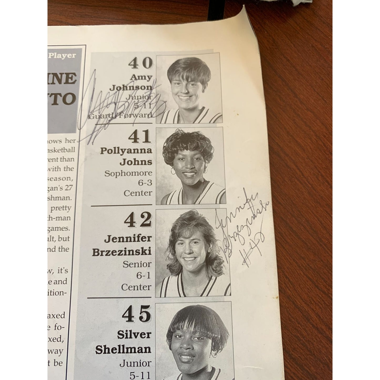 Vintage 1996 University of Michigan Women's Basketball Autographed Program