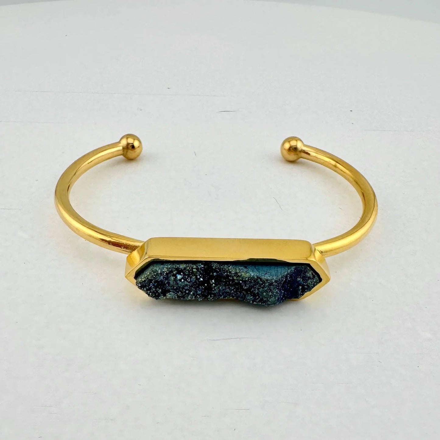 Denim Quartz Semi - Precious 18K Yellow Gold Ion Plated Bangle - Kinsley Armelle - A+ Stuff