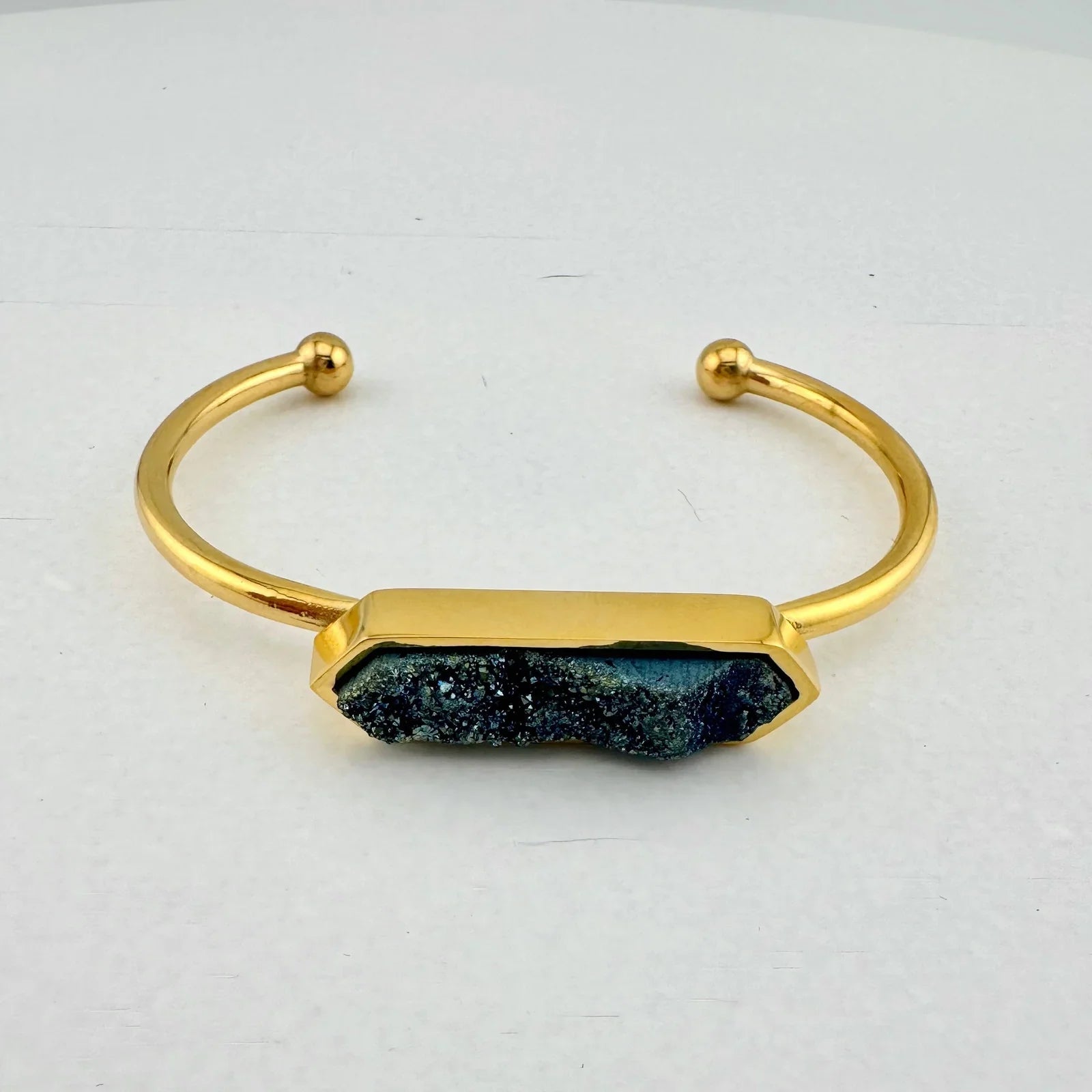 Denim Quartz Semi - Precious 18K Yellow Gold Ion Plated Bangle - Kinsley Armelle - A+ Stuff