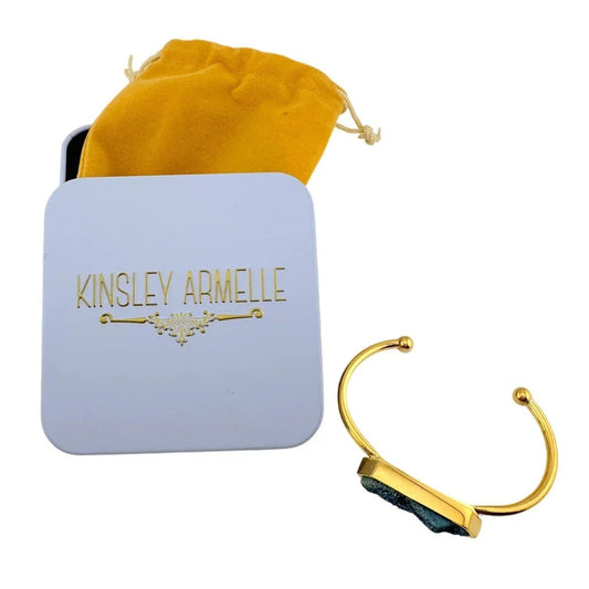 Denim Quartz Semi - Precious 18K Yellow Gold Ion Plated Bangle - Kinsley Armelle - A+ Stuff