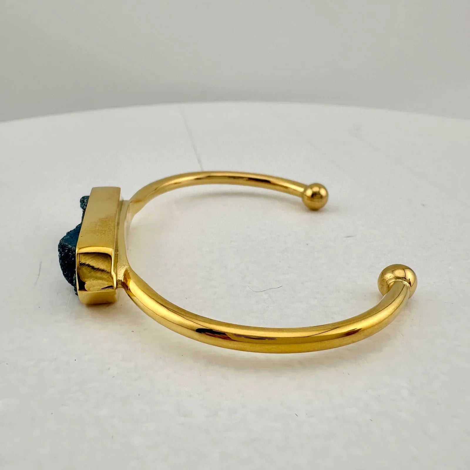 Denim Quartz Semi - Precious 18K Yellow Gold Ion Plated Bangle - Kinsley Armelle - A+ Stuff