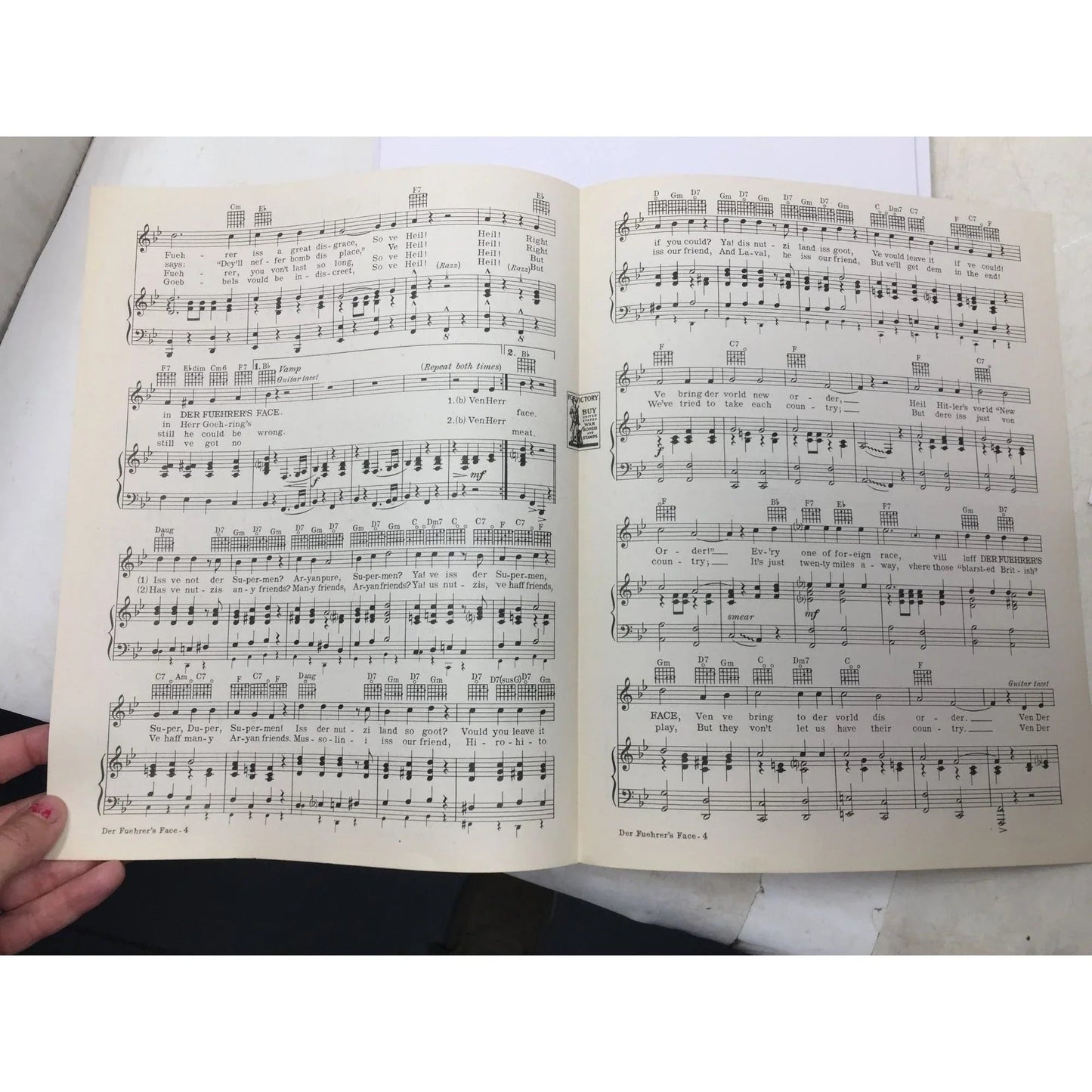 ''Der Fuehrer's Face'' Words and Music by Oliver Wallace - A+ Stuff - SHEET MUSIC - A+ Stuff