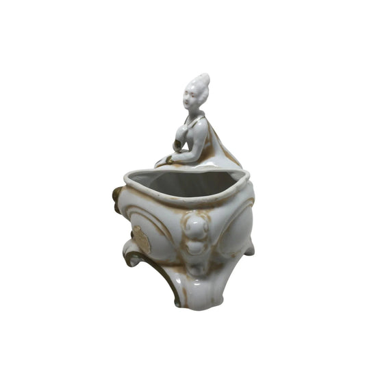 ''Dermay'' Vintage Victorian Lady With Floral Dress Porcelain Figurine Vase/Planter - dermay - Figurines - A+ Stuff