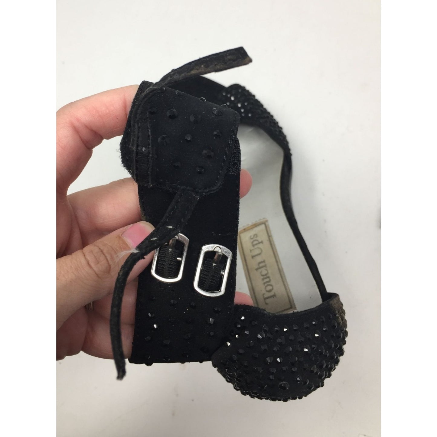 Womens Size 8.5 Touch Ups Black High Heels with Rhinestones