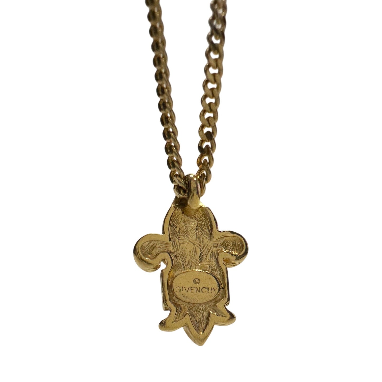 Vintage Givenchy Gold Plated Fleur-De-Lis Pendant Necklace - 15"