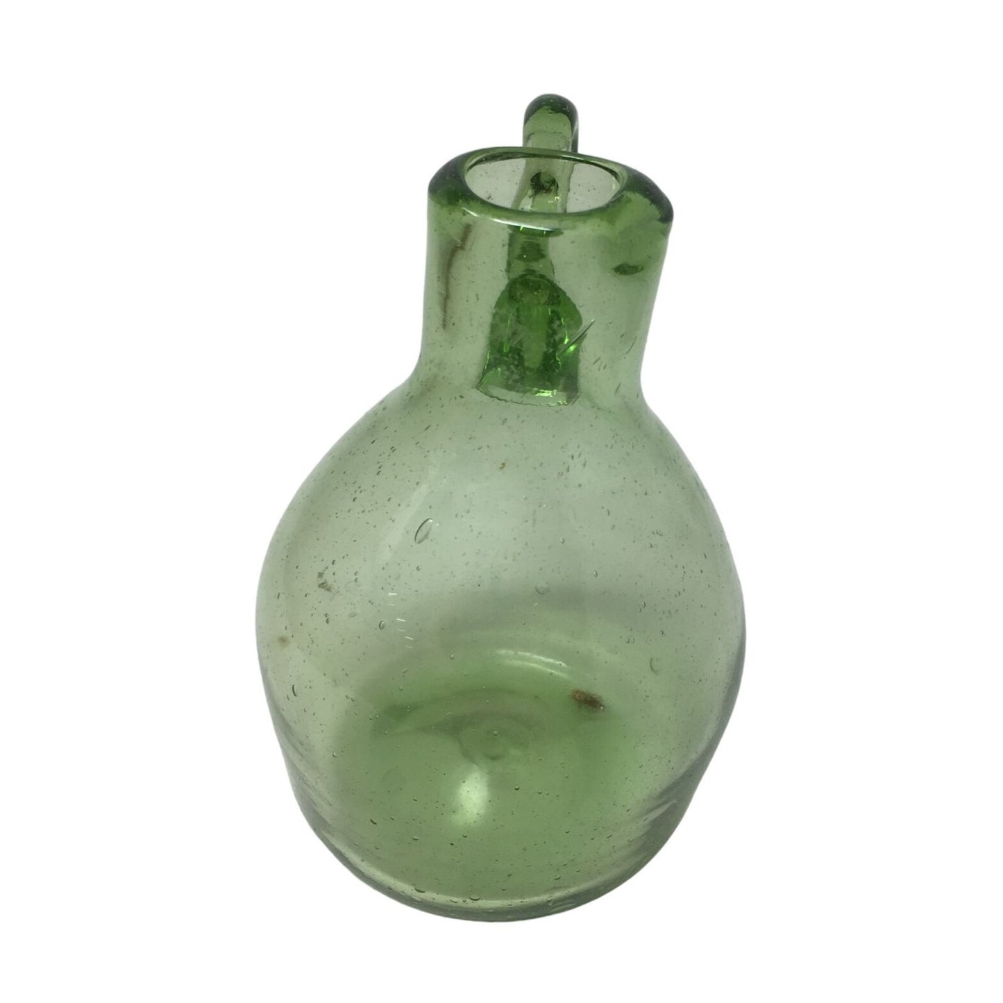 Vintage Small Green Handblown Flower Vase/Jug with Handle