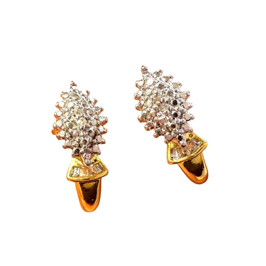 Diamond Accented Marquise Cluster Earrings 14kt Gold plate - Unbranded - A+ Stuff