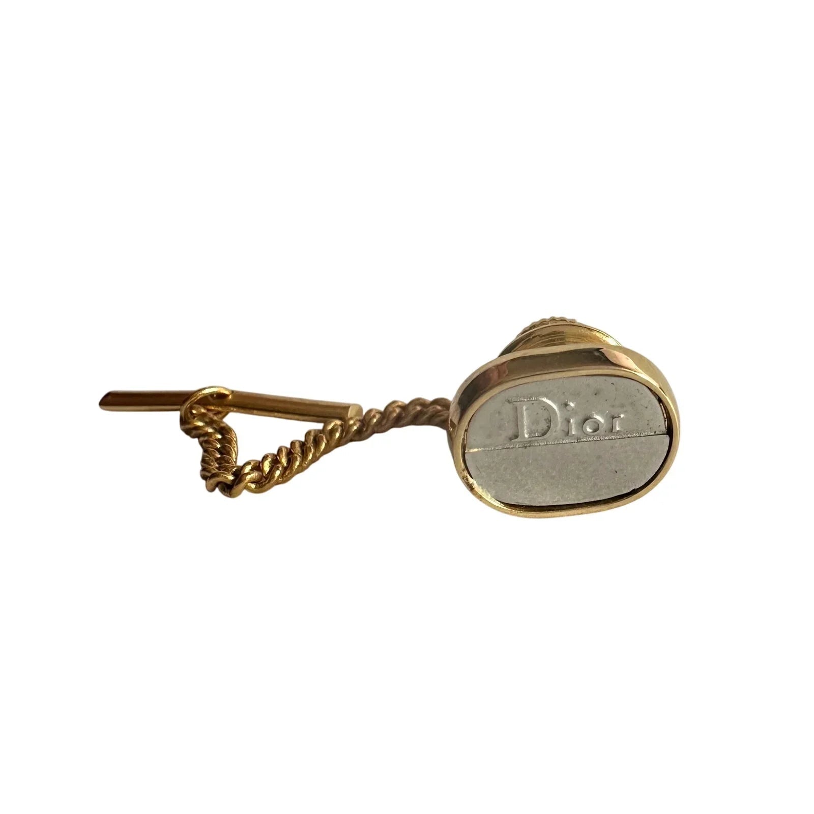 Dior Men's Two Tone Tie Pin - Textured Oval with Logo - Dior - Tie Pin - A+ Stuff